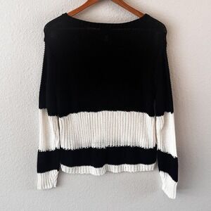 ANR + Alp N Rock Striped Sweater Womens Size S Black White Open Knit Nautical